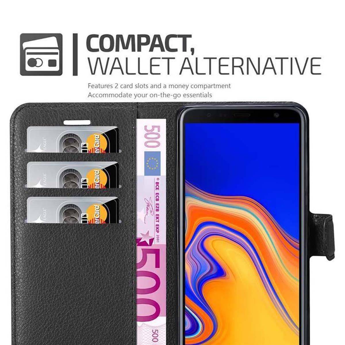 Cadorabo Hülle für Samsung Galaxy J6 PLUS Schutz Hülle in Schwarz Handyhülle Etui Case Cover Magnetverschluss