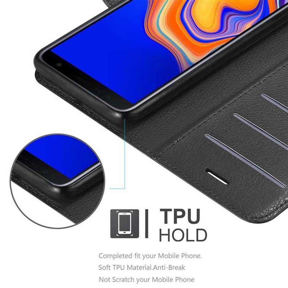 Cadorabo Hülle für Samsung Galaxy J6 PLUS Schutz Hülle in Schwarz Handyhülle Etui Case Cover Magnetverschluss