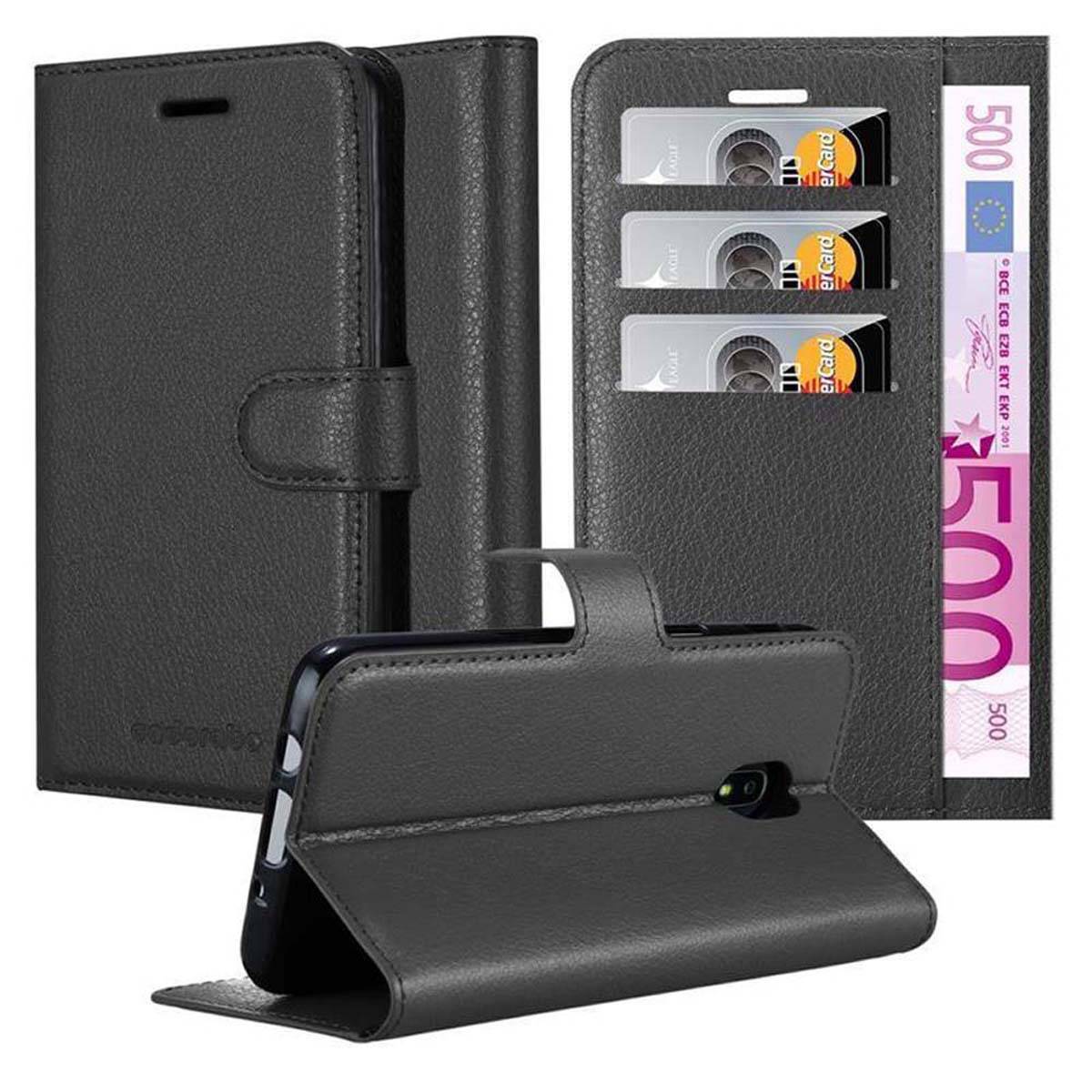 Cadorabo Hülle für Samsung Galaxy J7 2018 Schutz Hülle in Schwarz Handyhülle Etui Case Cover Magnetverschluss