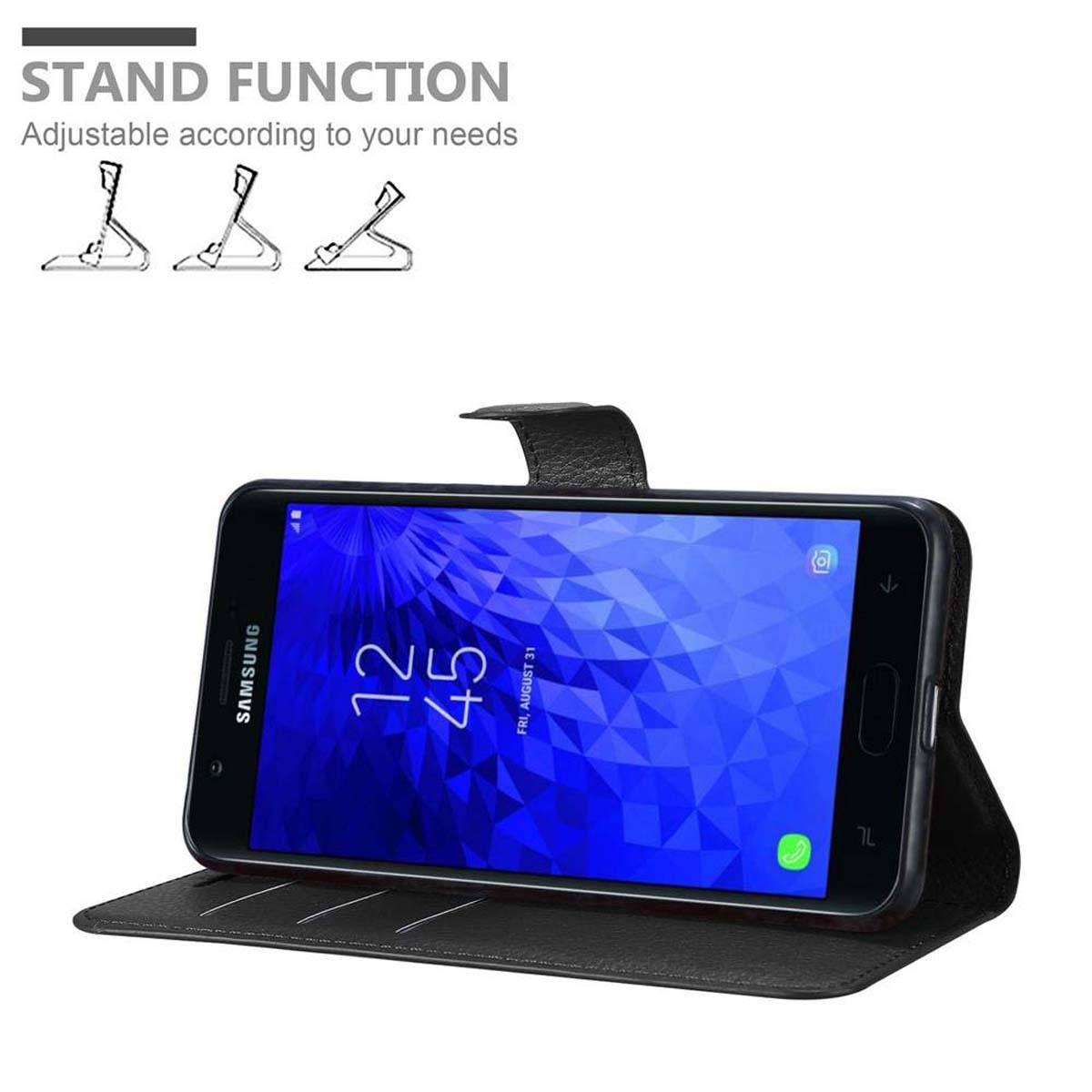 Cadorabo Hülle für Samsung Galaxy J7 2018 Schutz Hülle in Schwarz Handyhülle Etui Case Cover Magnetverschluss
