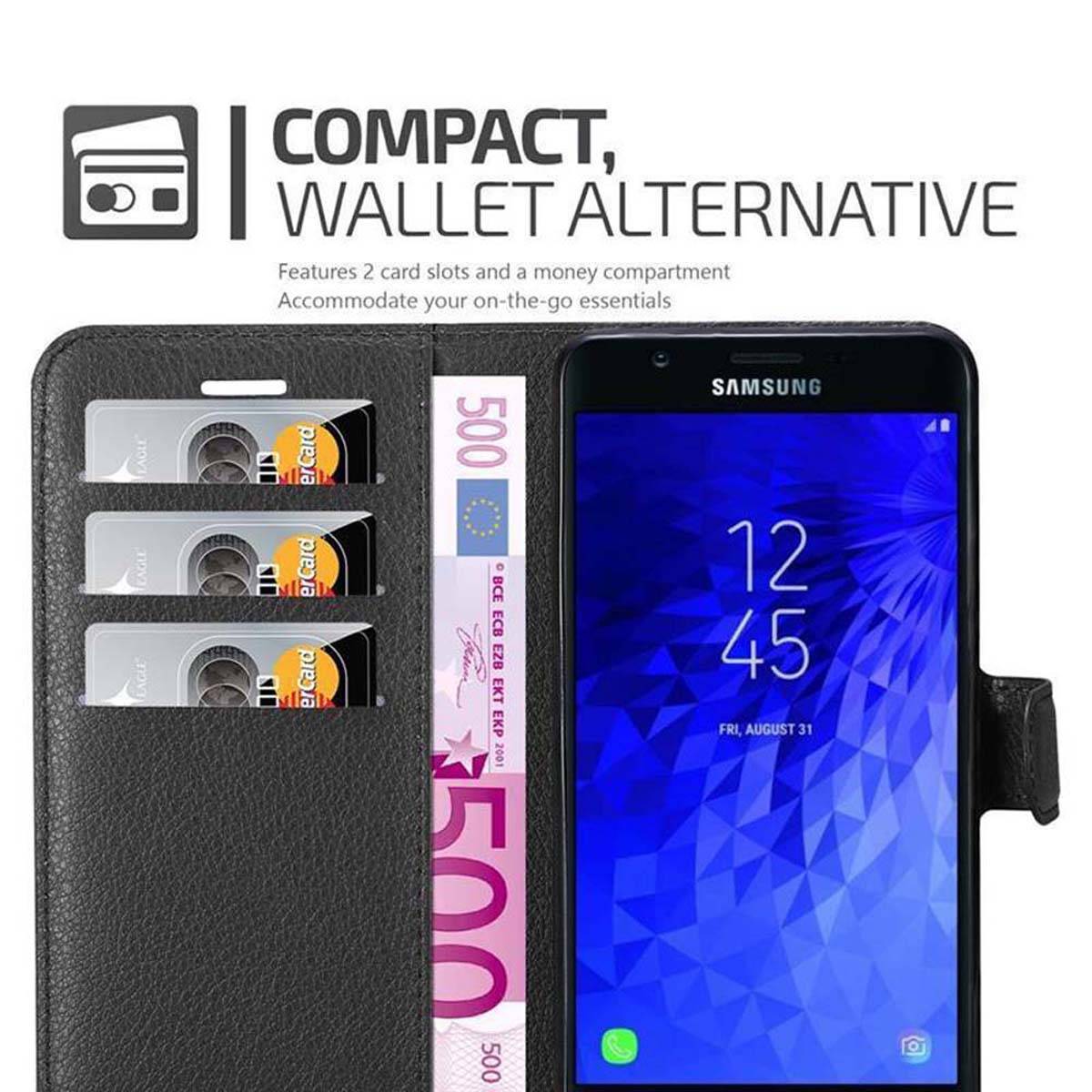 Cadorabo Hülle für Samsung Galaxy J7 2018 Schutz Hülle in Schwarz Handyhülle Etui Case Cover Magnetverschluss