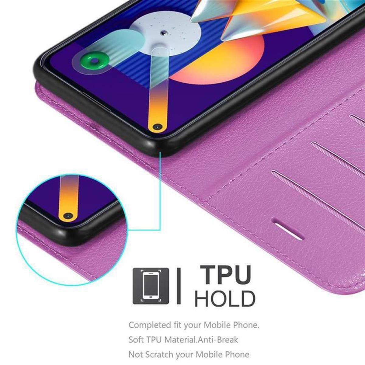 Cadorabo Hülle für Samsung Galaxy A11 / M11 Schutz Hülle in Lila Handyhülle Etui Case Cover Magnetverschluss