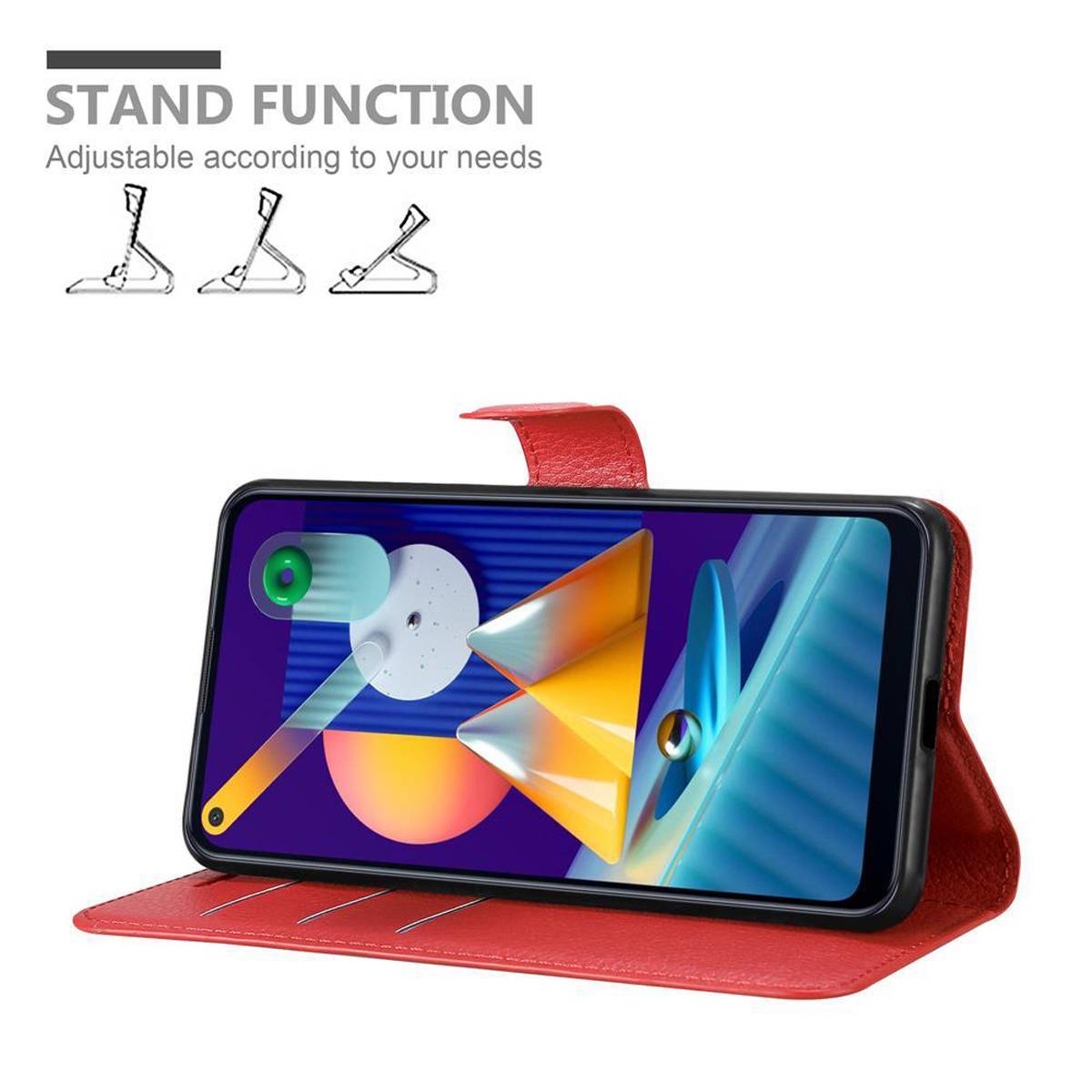 Cadorabo Hülle für Samsung Galaxy A11 / M11 Schutz Hülle in Rot Handyhülle Etui Case Cover Magnetverschluss