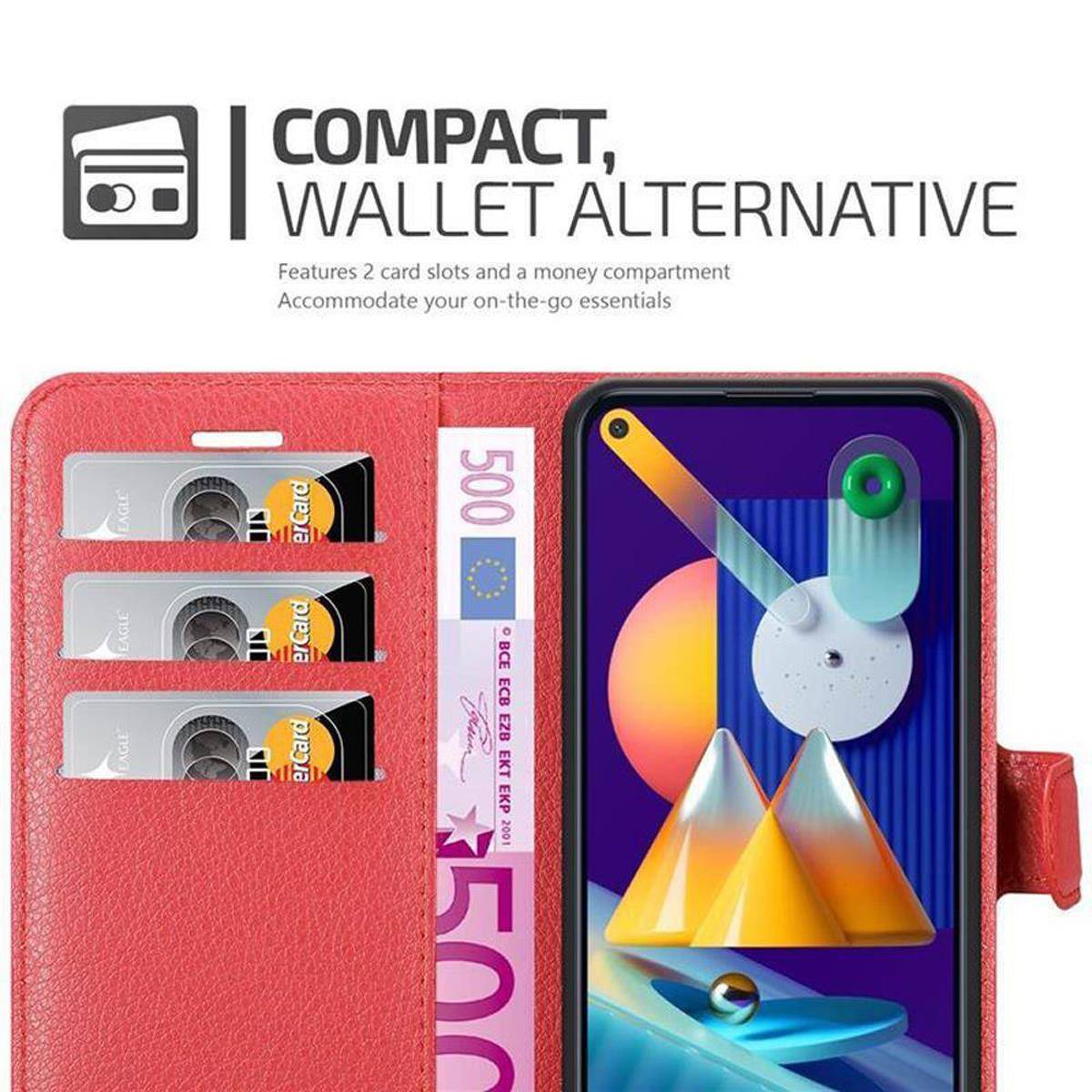Cadorabo Hülle für Samsung Galaxy A11 / M11 Schutz Hülle in Rot Handyhülle Etui Case Cover Magnetverschluss