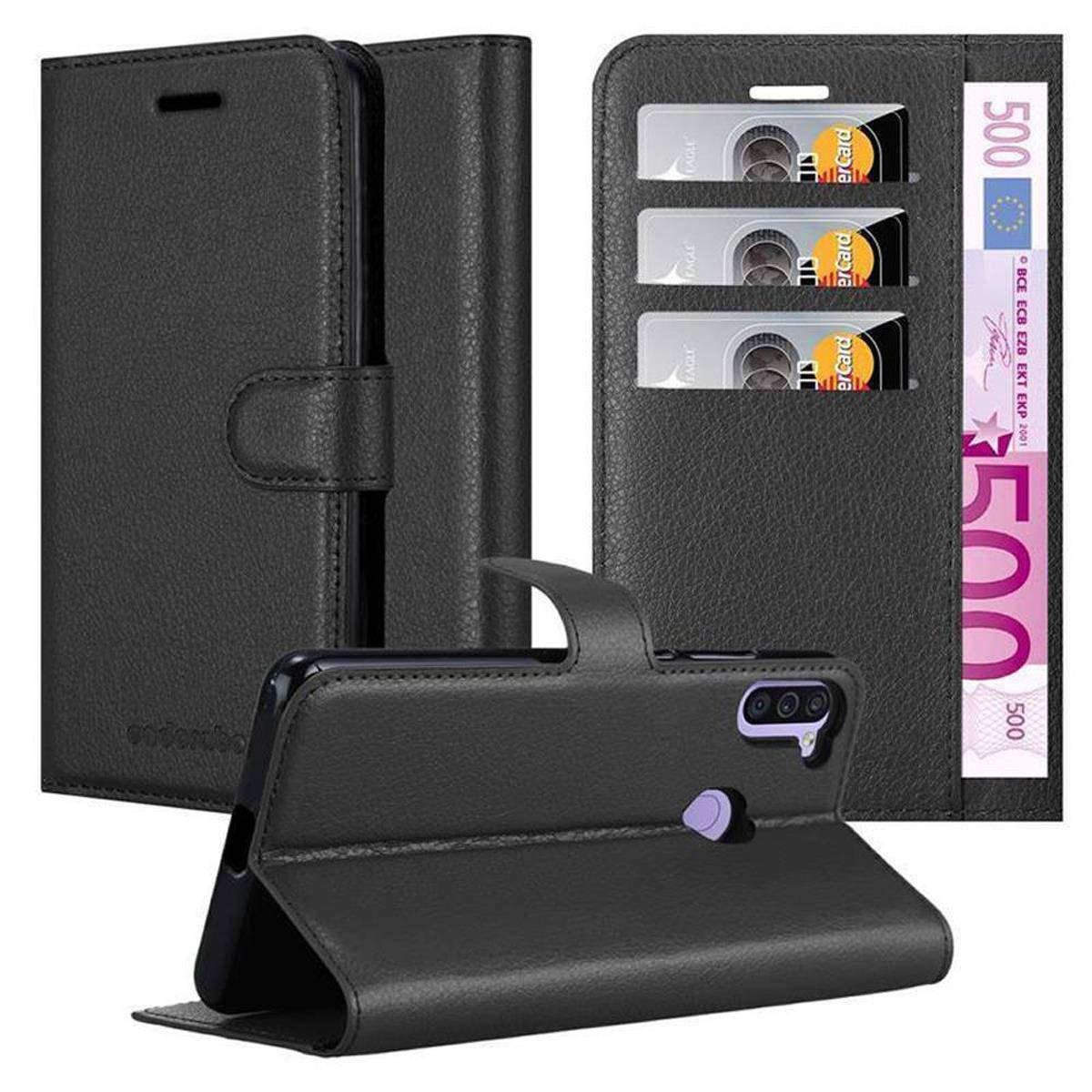 Cadorabo Hülle für Samsung Galaxy A11 / M11 Schutz Hülle in Schwarz Handyhülle Etui Case Cover Magnetverschluss