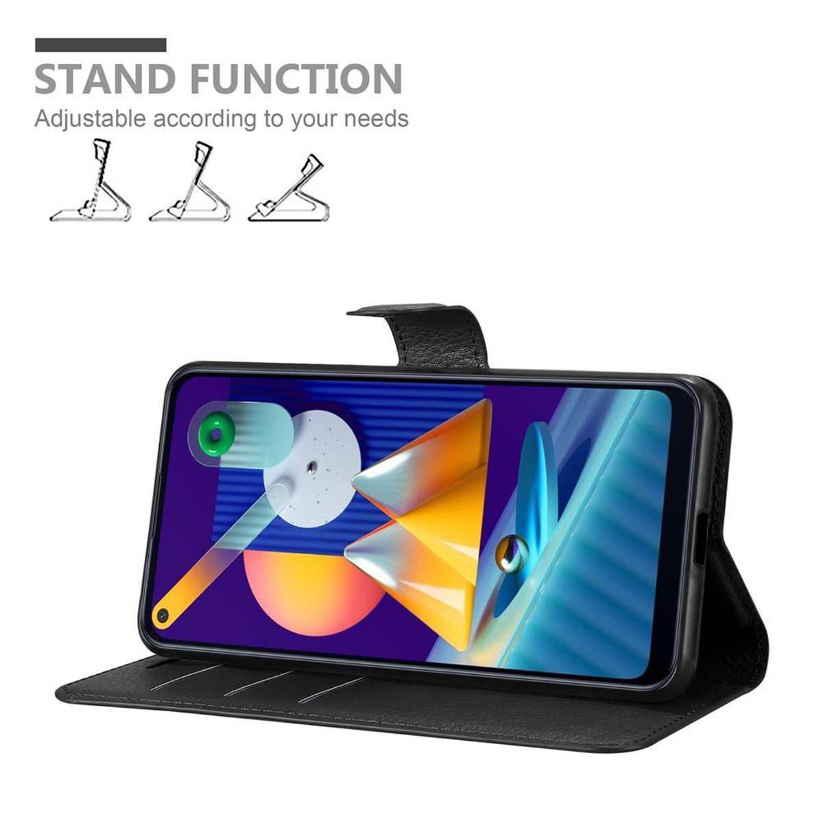 Cadorabo Hülle für Samsung Galaxy A11 / M11 Schutz Hülle in Schwarz Handyhülle Etui Case Cover Magnetverschluss