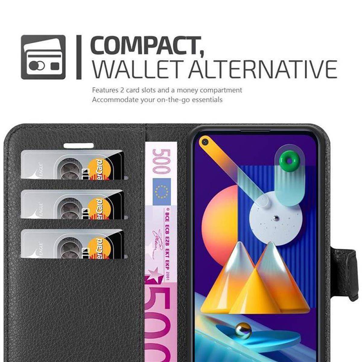 Cadorabo Hülle für Samsung Galaxy A11 / M11 Schutz Hülle in Schwarz Handyhülle Etui Case Cover Magnetverschluss