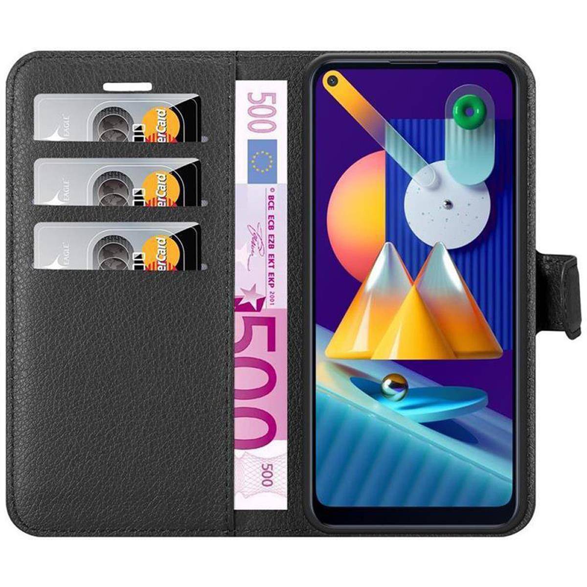 Cadorabo Hülle für Samsung Galaxy A11 / M11 Schutz Hülle in Schwarz Handyhülle Etui Case Cover Magnetverschluss
