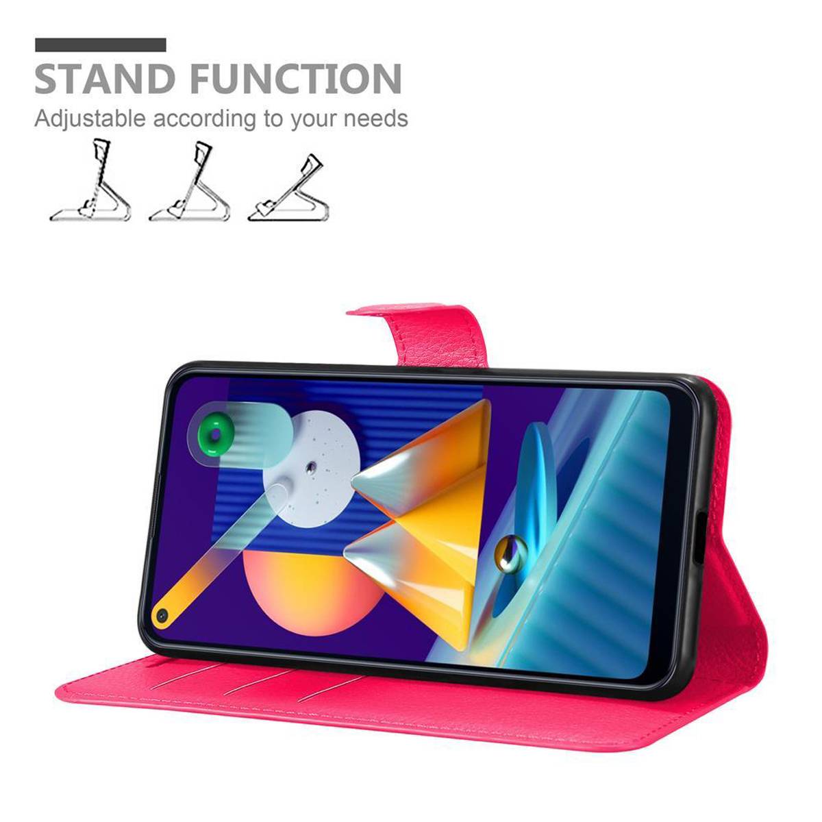 Cadorabo Hülle für Samsung Galaxy A11 / M11 Schutz Hülle in Pink Handyhülle Etui Case Cover Magnetverschluss