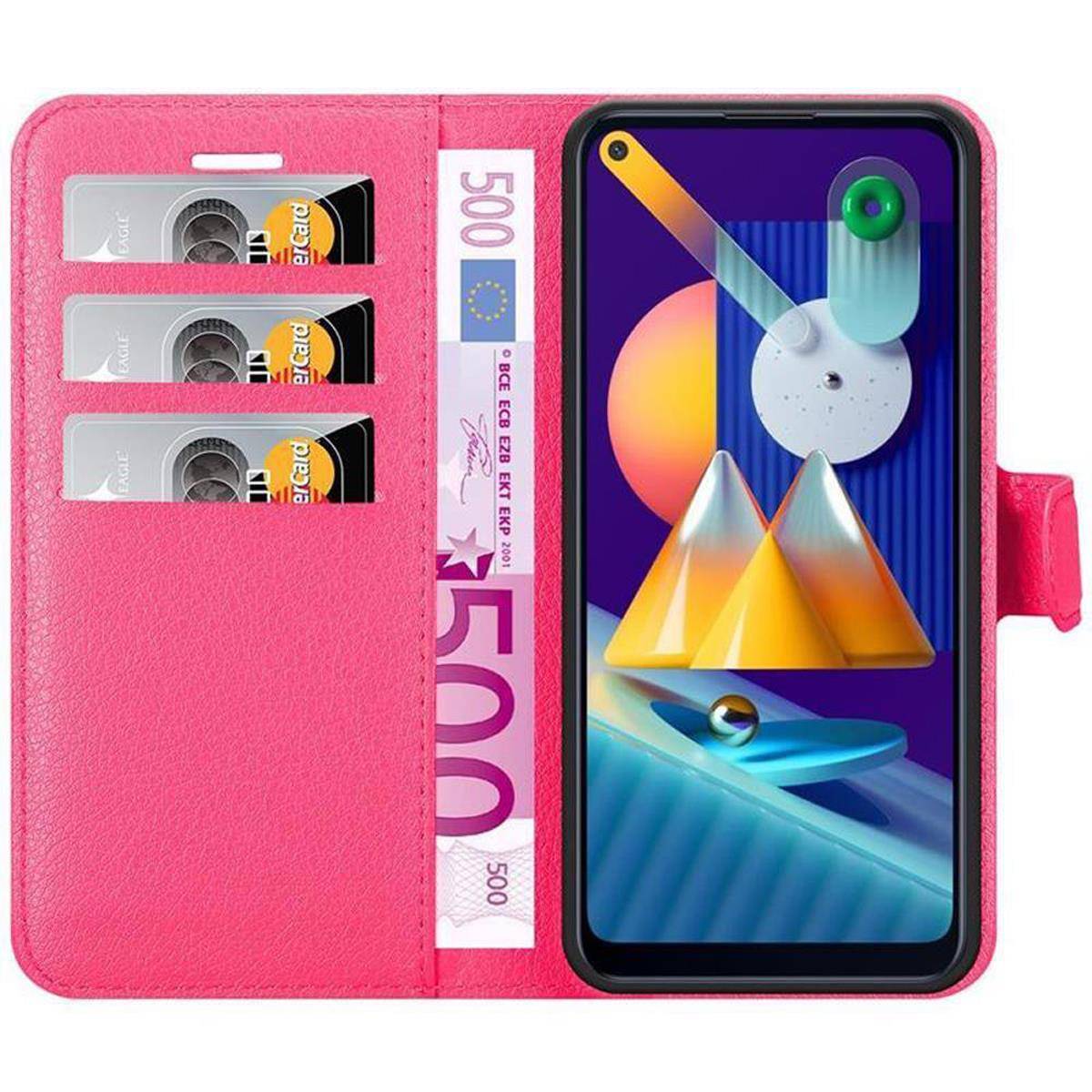Cadorabo Hülle für Samsung Galaxy A11 / M11 Schutz Hülle in Pink Handyhülle Etui Case Cover Magnetverschluss