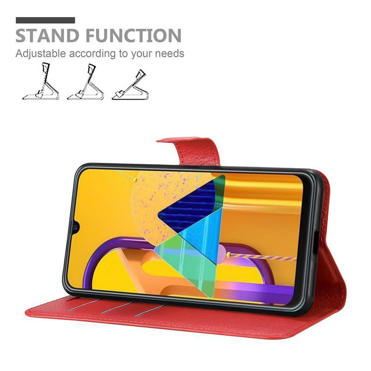 Cadorabo Hülle für Samsung Galaxy M21 / M30s Schutz Hülle in Rot Handyhülle Etui Case Cover Magnetverschluss