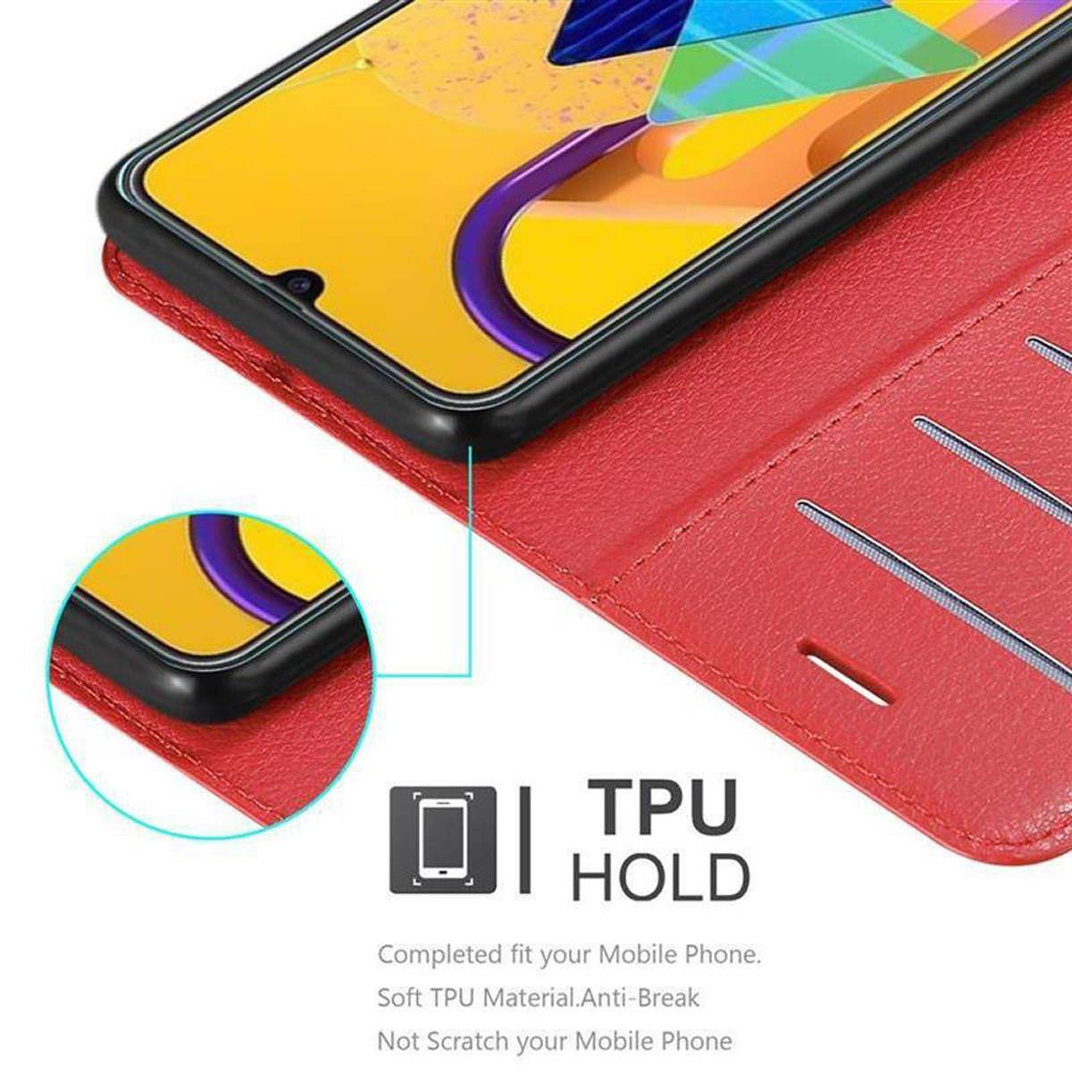 Cadorabo Hülle für Samsung Galaxy M21 / M30s Schutz Hülle in Rot Handyhülle Etui Case Cover Magnetverschluss