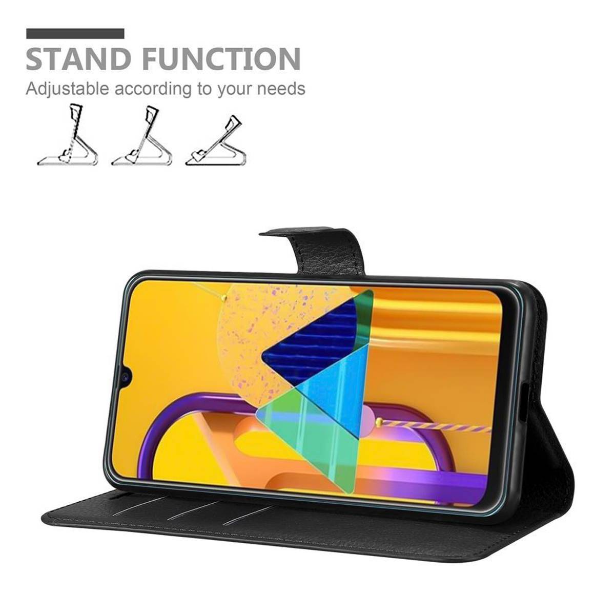 Cadorabo Hülle für Samsung Galaxy M21 / M30s Schutz Hülle in Schwarz Handyhülle Etui Case Cover Magnetverschluss