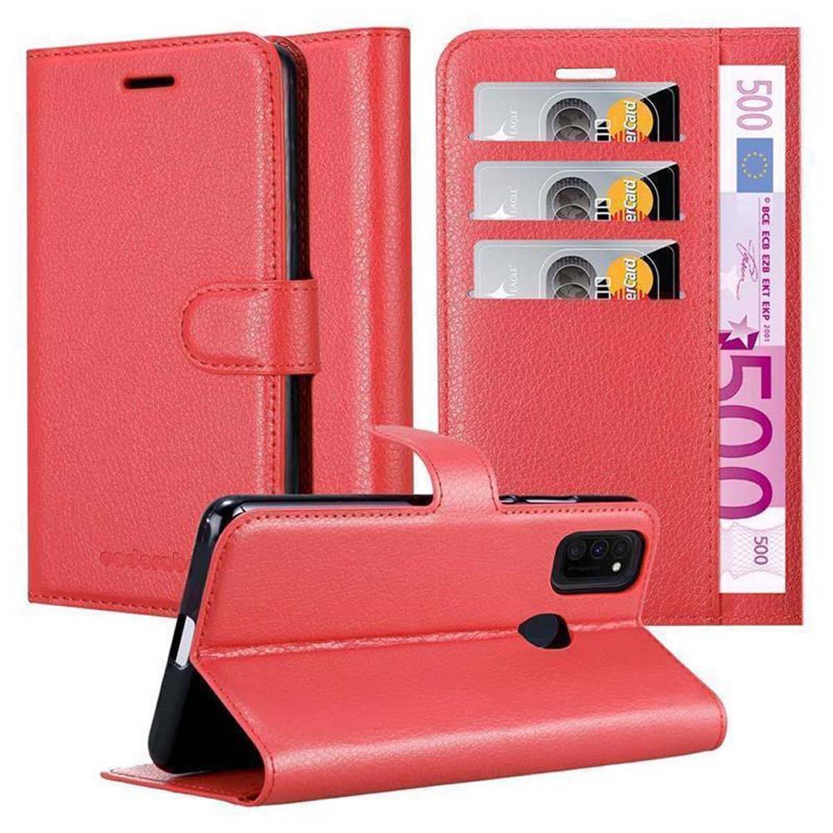 Cadorabo Hülle für Samsung Galaxy M21 / M30s Schutz Hülle in Rot Handyhülle Etui Case Cover Magnetverschluss