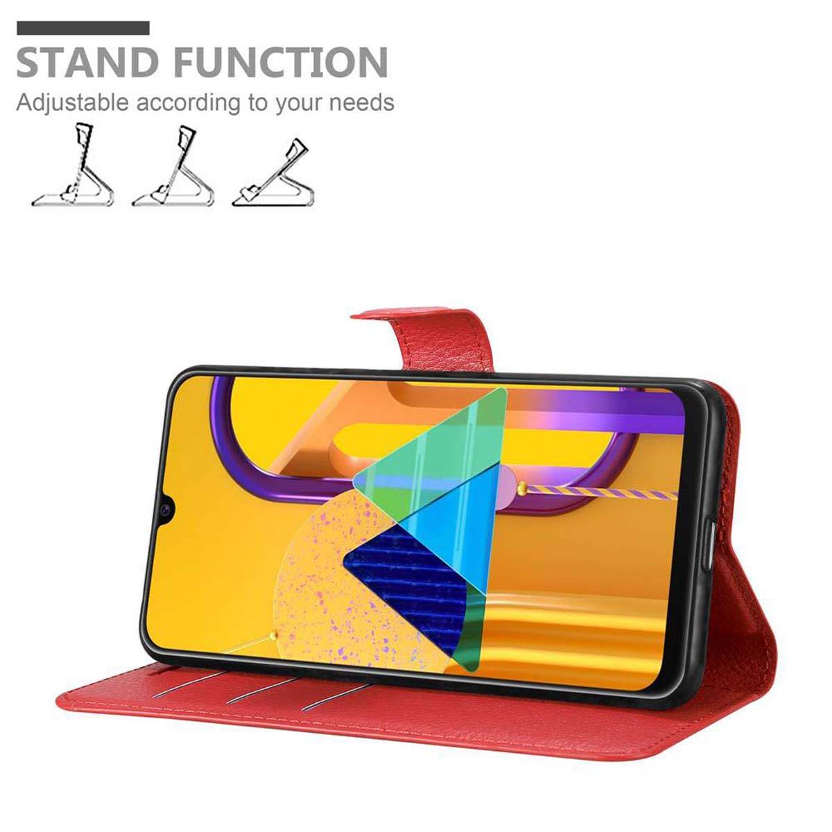 Cadorabo Hülle für Samsung Galaxy M21 / M30s Schutz Hülle in Rot Handyhülle Etui Case Cover Magnetverschluss