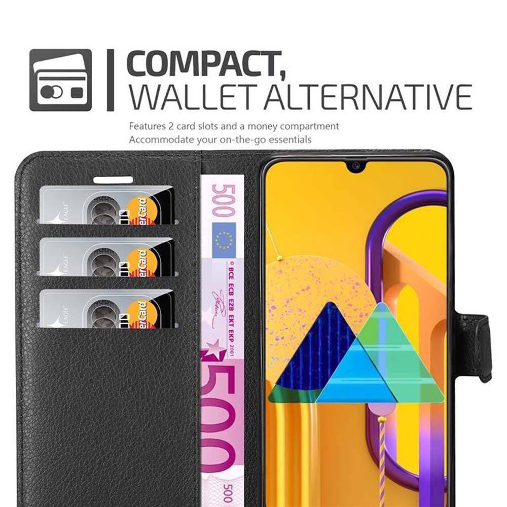 Cadorabo Hülle für Samsung Galaxy M21 / M30s Schutz Hülle in Schwarz Handyhülle Etui Case Cover Magnetverschluss
