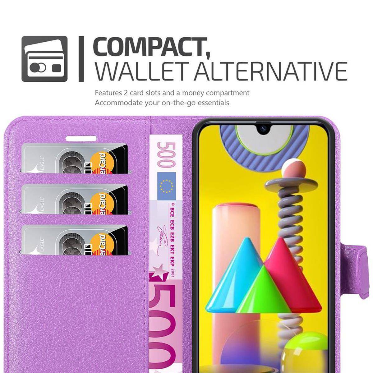 Cadorabo Hülle für Samsung Galaxy M31 Schutz Hülle in Lila Handyhülle Etui Case Cover Magnetverschluss