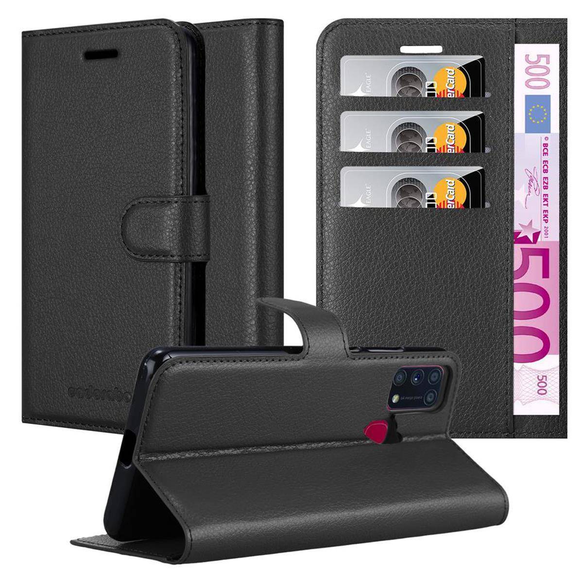 Cadorabo Hülle für Samsung Galaxy M31 Schutz Hülle in Schwarz Handyhülle Etui Case Cover Magnetverschluss