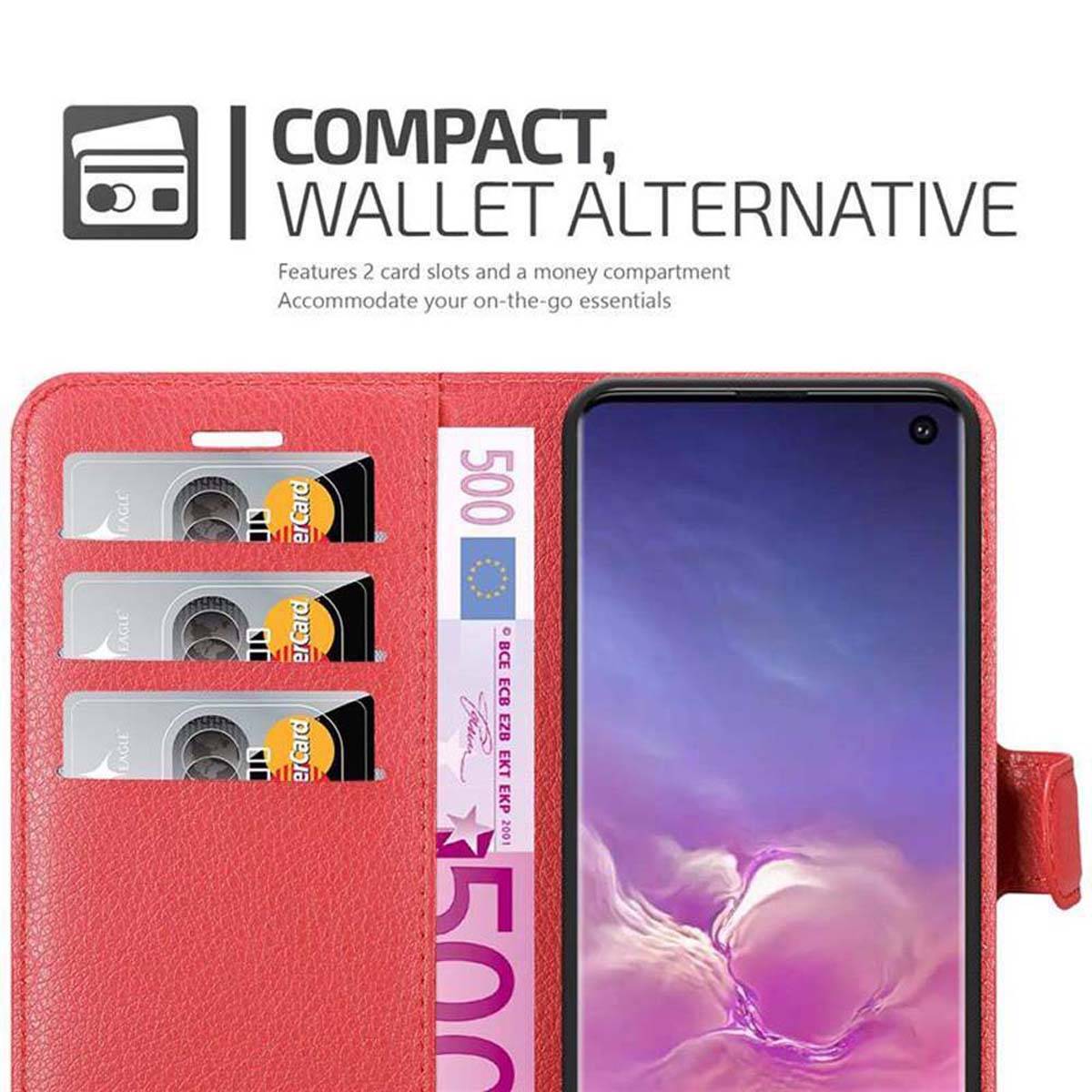 Cadorabo Hülle für Samsung Galaxy S10 4G Schutz Hülle in Rot Handyhülle Etui Case Cover Magnetverschluss
