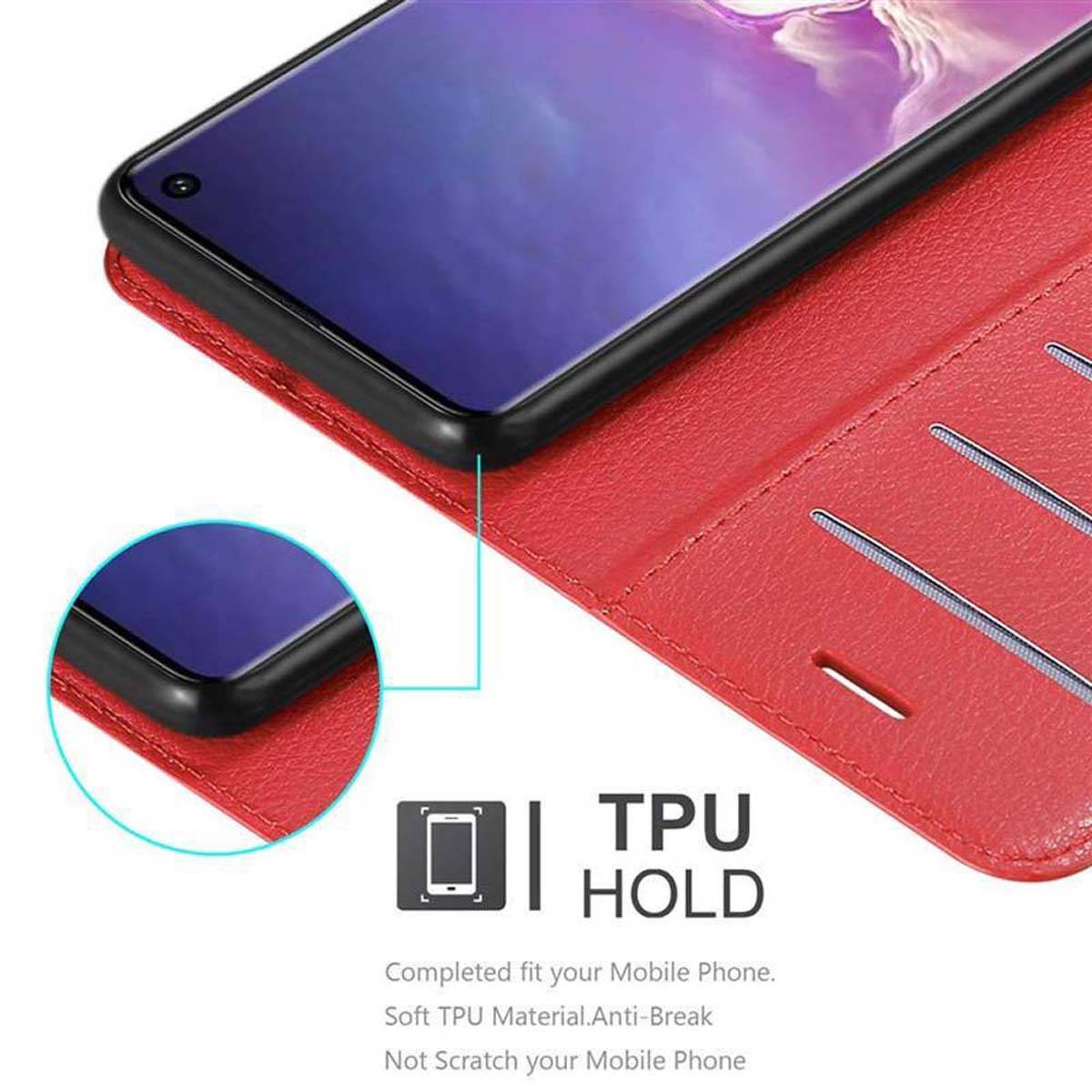Cadorabo Hülle für Samsung Galaxy S10 4G Schutz Hülle in Rot Handyhülle Etui Case Cover Magnetverschluss
