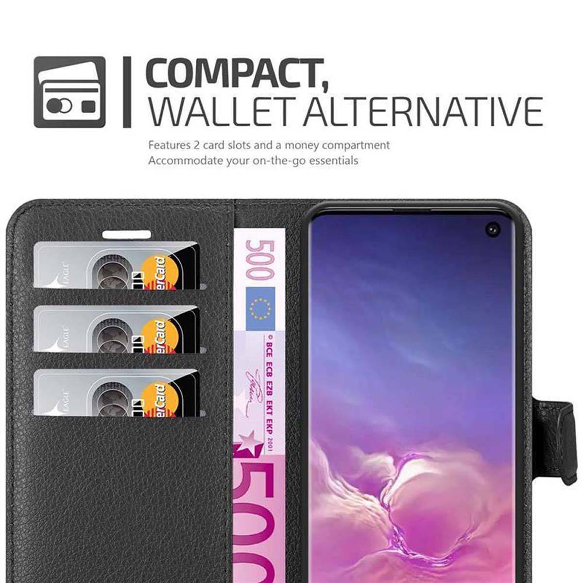 Cadorabo Hülle für Samsung Galaxy S10 4G Schutz Hülle in Schwarz Handyhülle Etui Case Cover Magnetverschluss