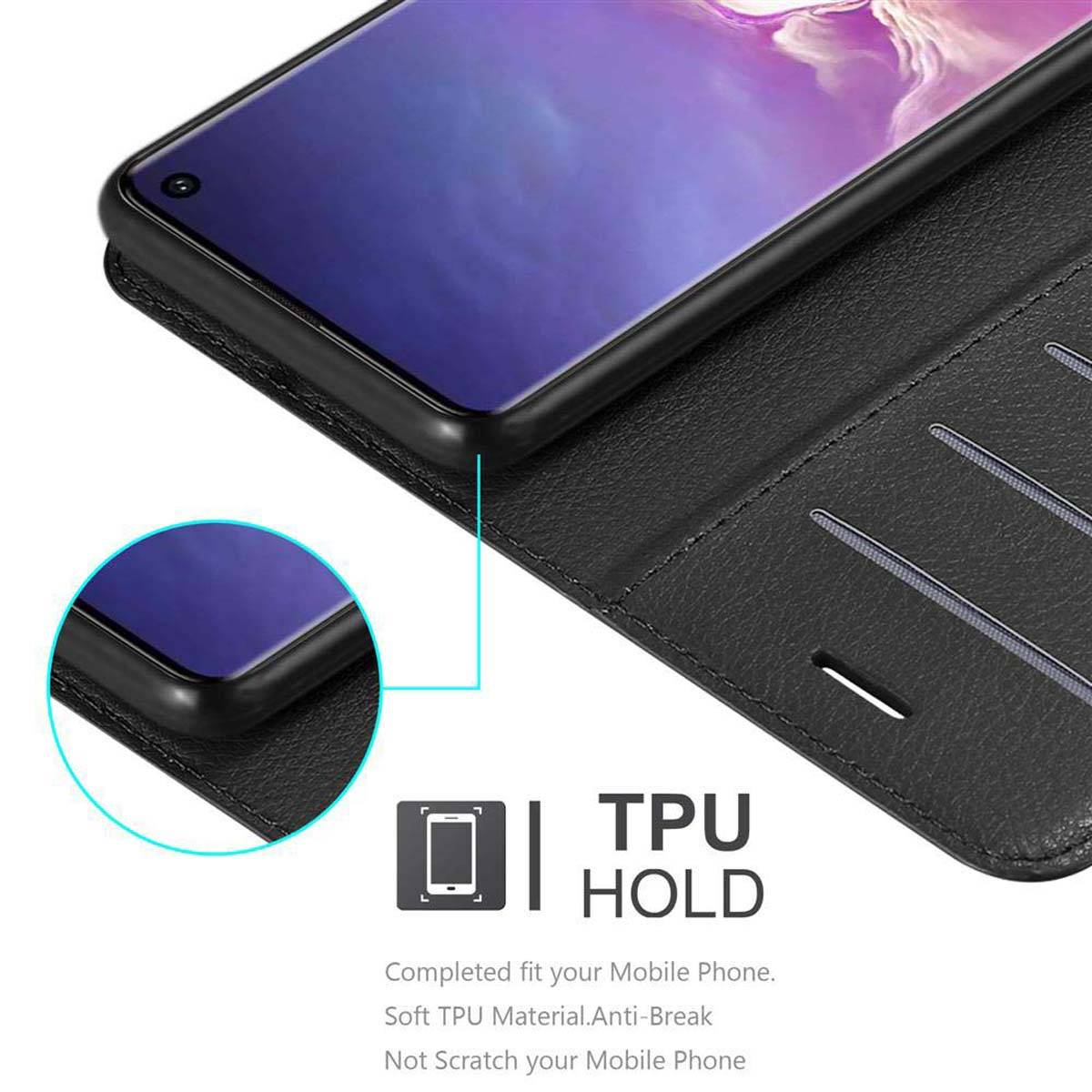 Cadorabo Hülle für Samsung Galaxy S10 4G Schutz Hülle in Schwarz Handyhülle Etui Case Cover Magnetverschluss