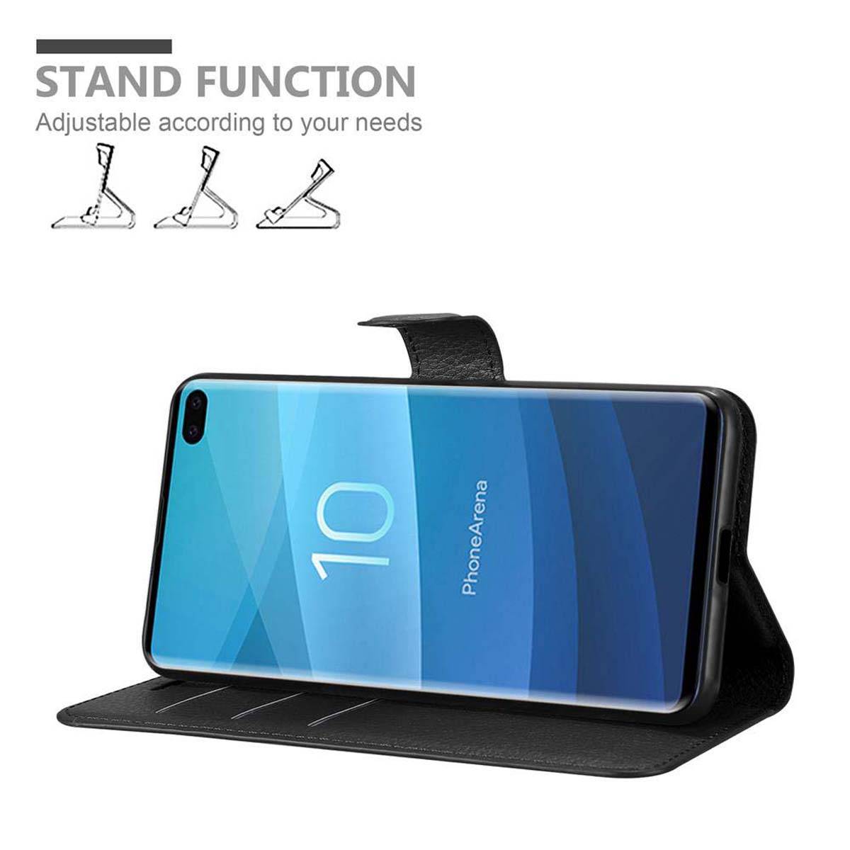 Cadorabo Hülle für Samsung Galaxy S10 PLUS Schutz Hülle in Schwarz Handyhülle Etui Case Cover Magnetverschluss
