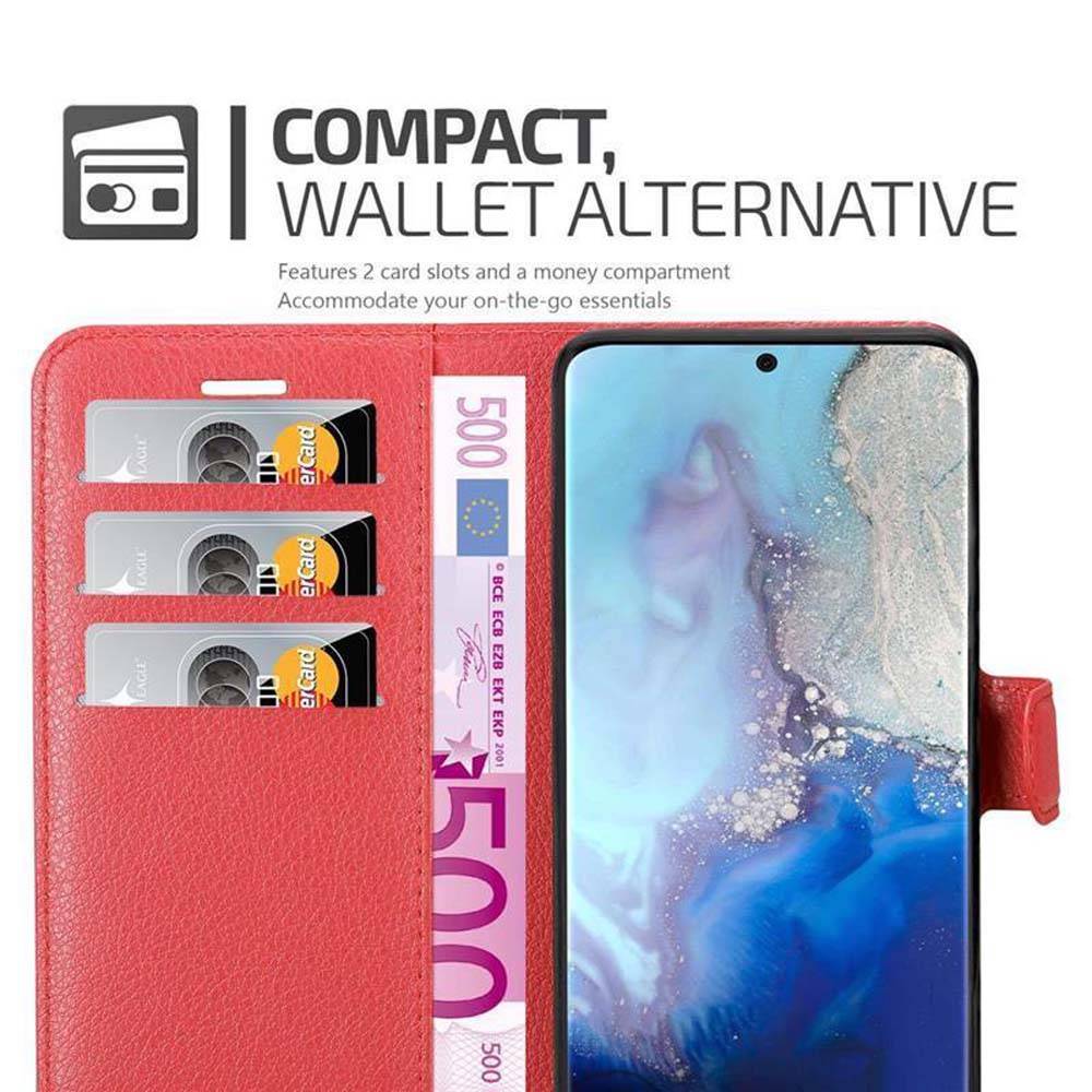 Cadorabo Hülle für Samsung Galaxy S20 Schutz Hülle in Rot Handyhülle Etui Case Cover Magnetverschluss
