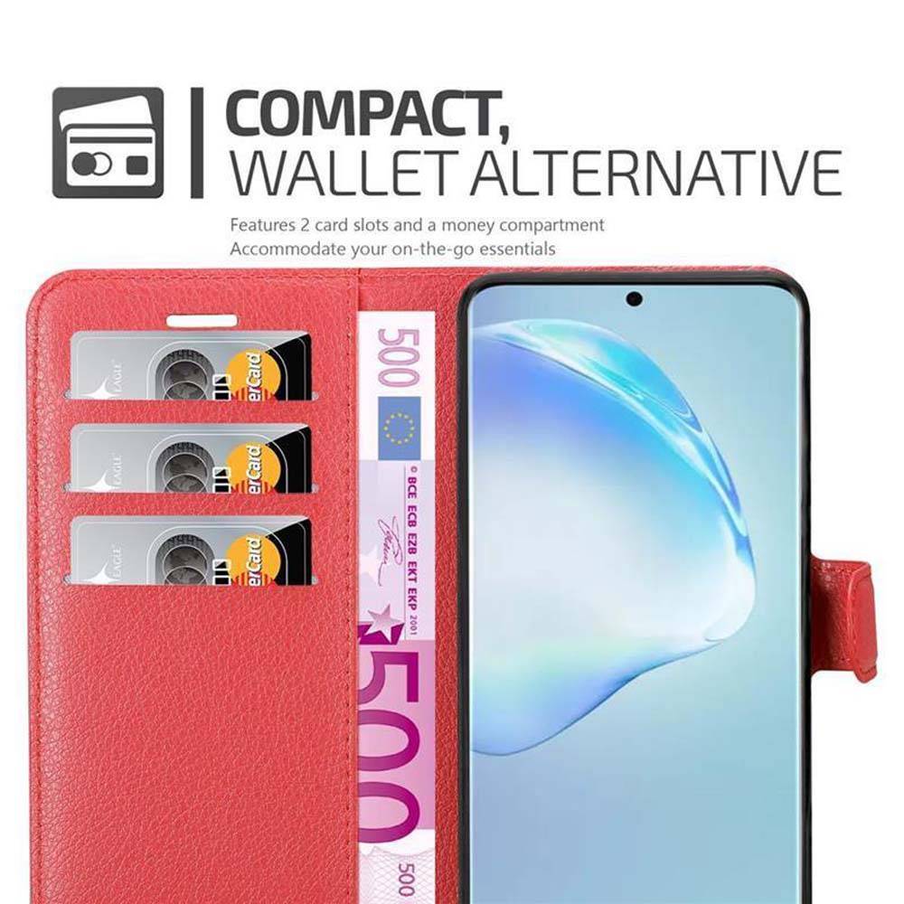 Cadorabo Hülle für Samsung Galaxy S20 PLUS Schutz Hülle in Rot Handyhülle Etui Case Cover Magnetverschluss