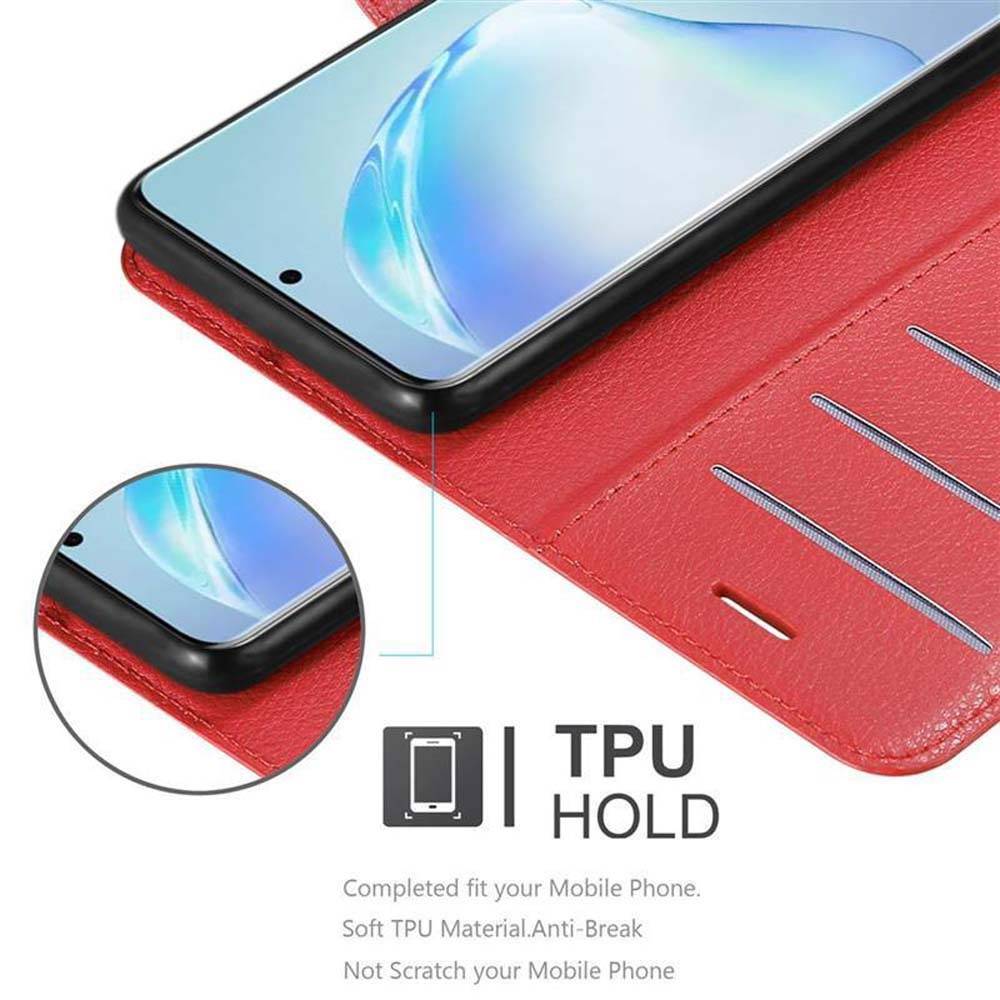 Cadorabo Hülle für Samsung Galaxy S20 PLUS Schutz Hülle in Rot Handyhülle Etui Case Cover Magnetverschluss
