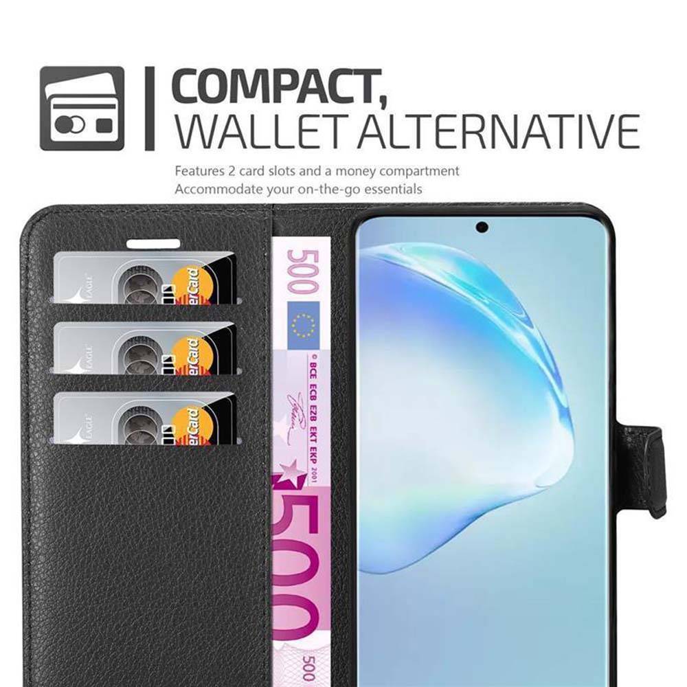 Cadorabo Hülle für Samsung Galaxy S20 PLUS Schutz Hülle in Schwarz Handyhülle Etui Case Cover Magnetverschluss