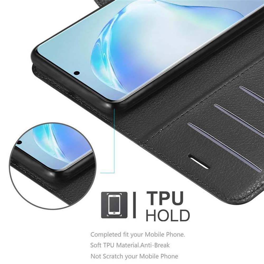 Cadorabo Hülle für Samsung Galaxy S20 PLUS Schutz Hülle in Schwarz Handyhülle Etui Case Cover Magnetverschluss