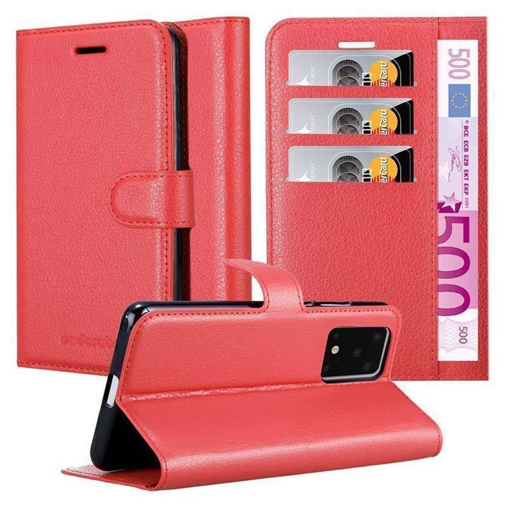 Cadorabo Hülle für Samsung Galaxy S20 ULTRA Schutz Hülle in Rot Handyhülle Etui Case Cover Magnetverschluss