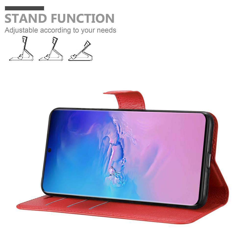 Cadorabo Hülle für Samsung Galaxy S20 ULTRA Schutz Hülle in Rot Handyhülle Etui Case Cover Magnetverschluss