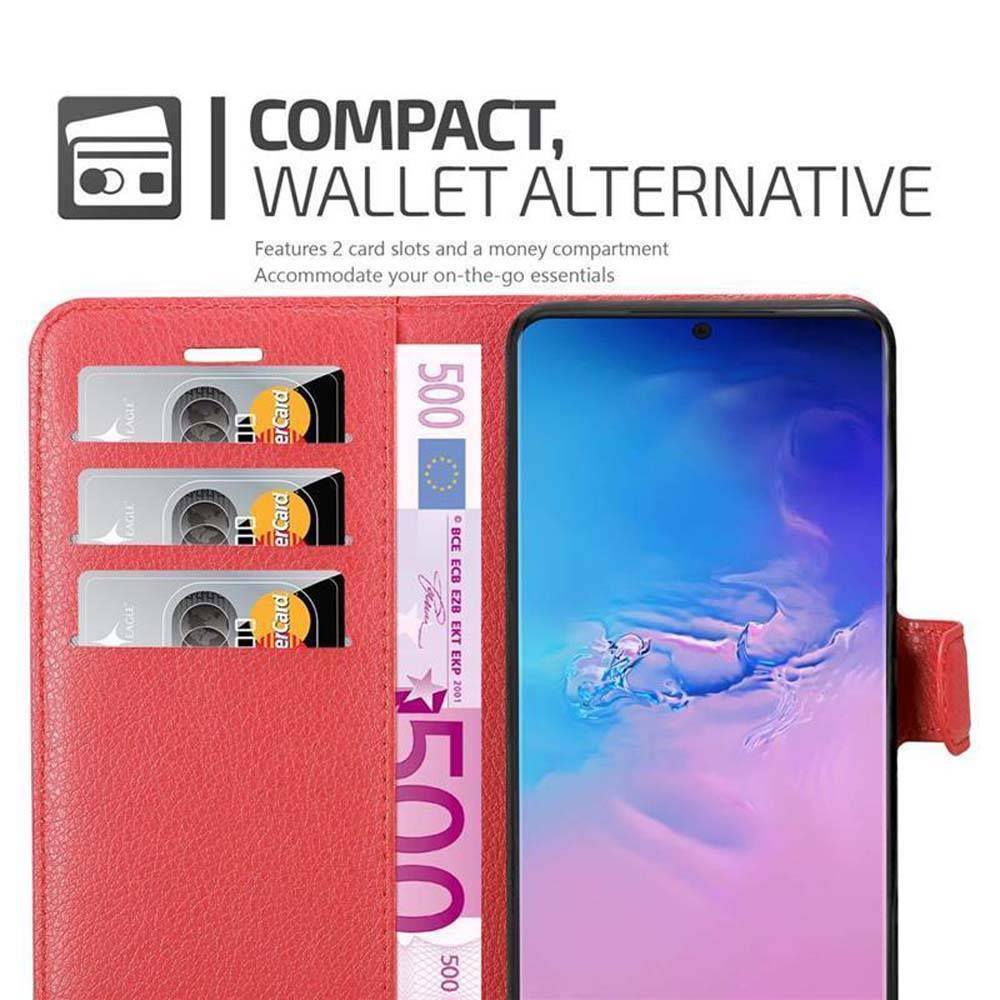 Cadorabo Hülle für Samsung Galaxy S20 ULTRA Schutz Hülle in Rot Handyhülle Etui Case Cover Magnetverschluss