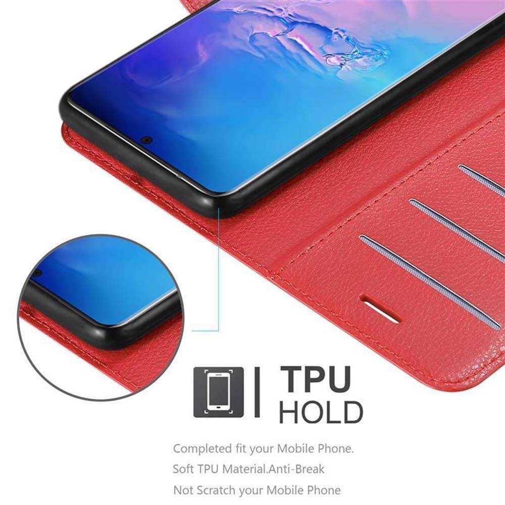 Cadorabo Hülle für Samsung Galaxy S20 ULTRA Schutz Hülle in Rot Handyhülle Etui Case Cover Magnetverschluss