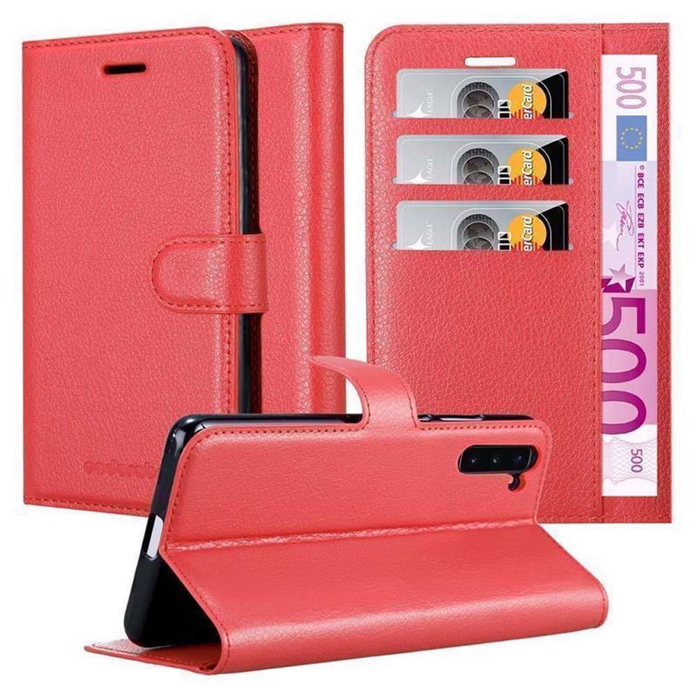 Cadorabo Hülle für Samsung Galaxy NOTE 10 Schutz Hülle in Rot Handyhülle Etui Case Cover Magnetverschluss