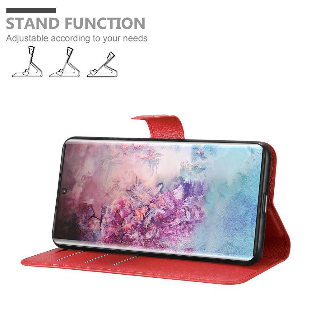 Cadorabo Hülle für Samsung Galaxy NOTE 10 PLUS Schutz Hülle in Rot Handyhülle Etui Case Cover Magnetverschluss