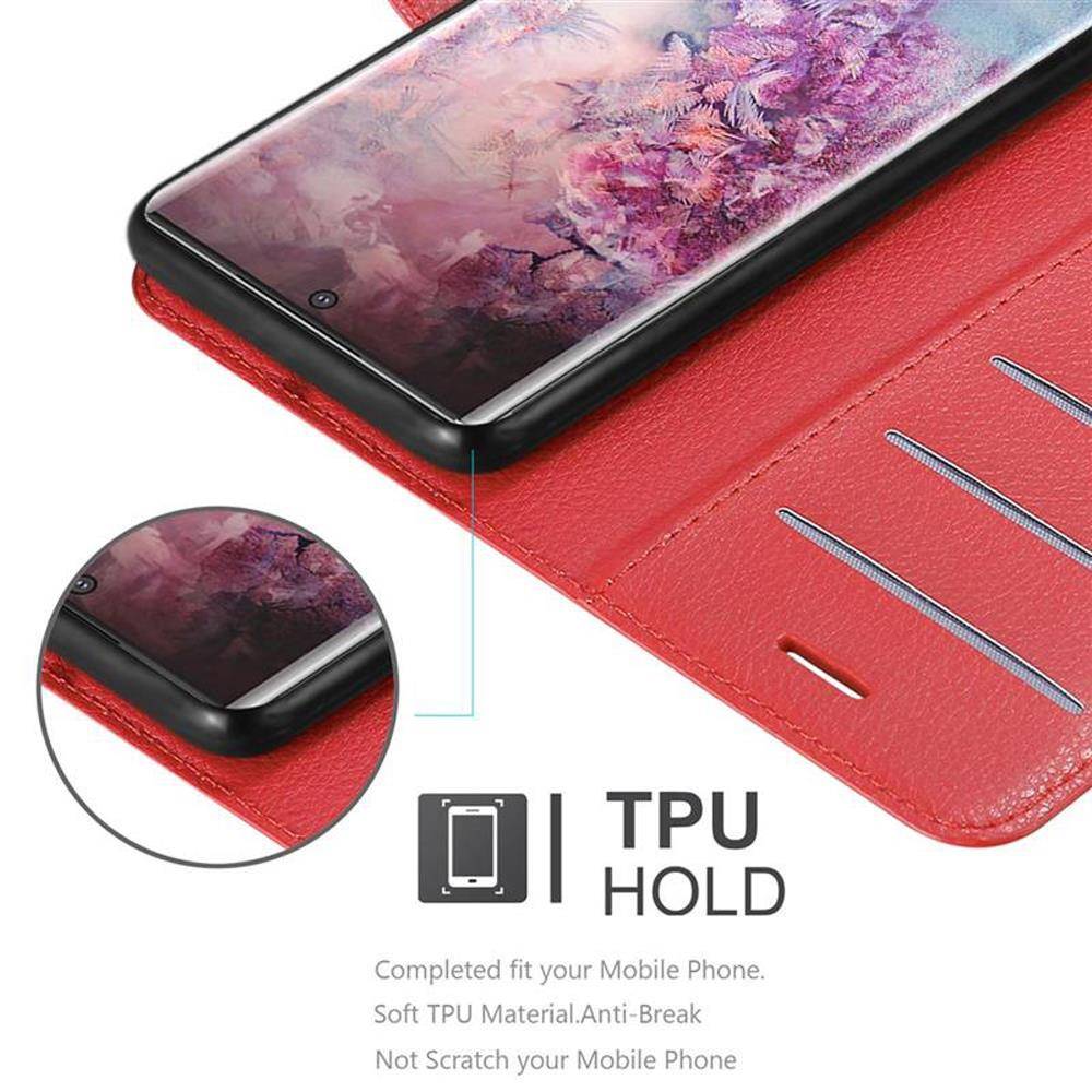 Cadorabo Hülle für Samsung Galaxy NOTE 10 PLUS Schutz Hülle in Rot Handyhülle Etui Case Cover Magnetverschluss
