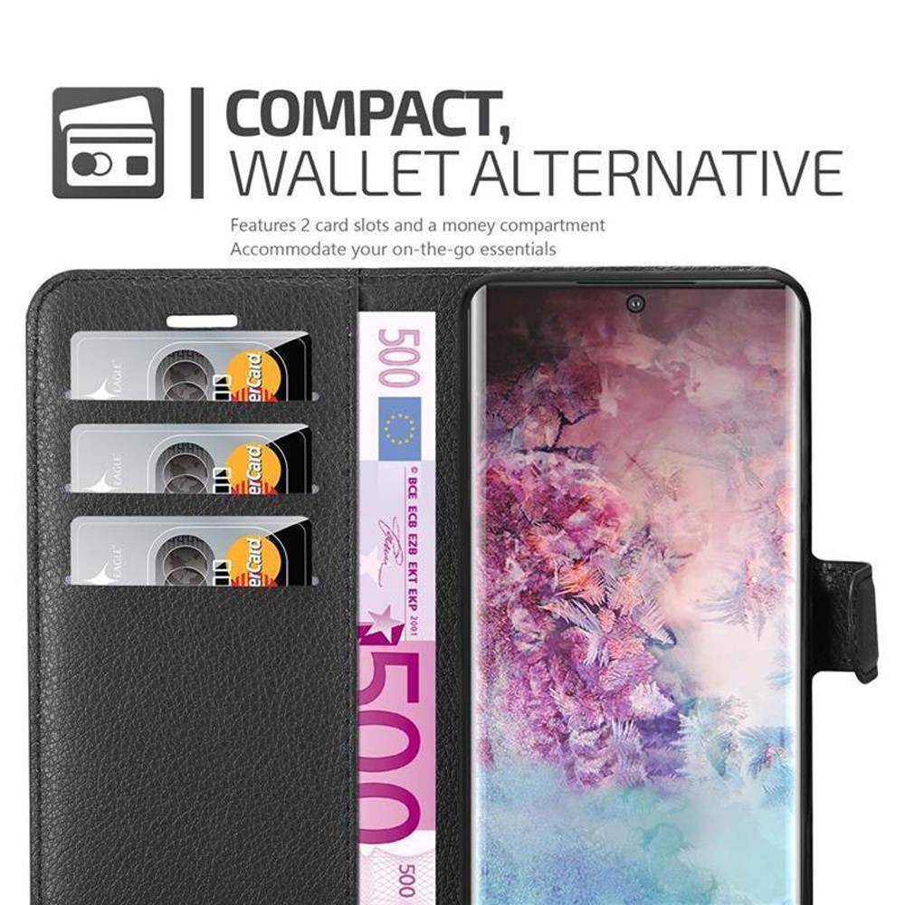 Cadorabo Hülle für Samsung Galaxy NOTE 10 PLUS Schutz Hülle in Schwarz Handyhülle Etui Case Cover Magnetverschluss