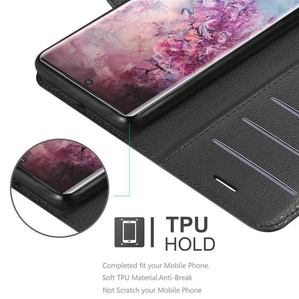 Cadorabo Hülle für Samsung Galaxy NOTE 10 PLUS Schutz Hülle in Schwarz Handyhülle Etui Case Cover Magnetverschluss