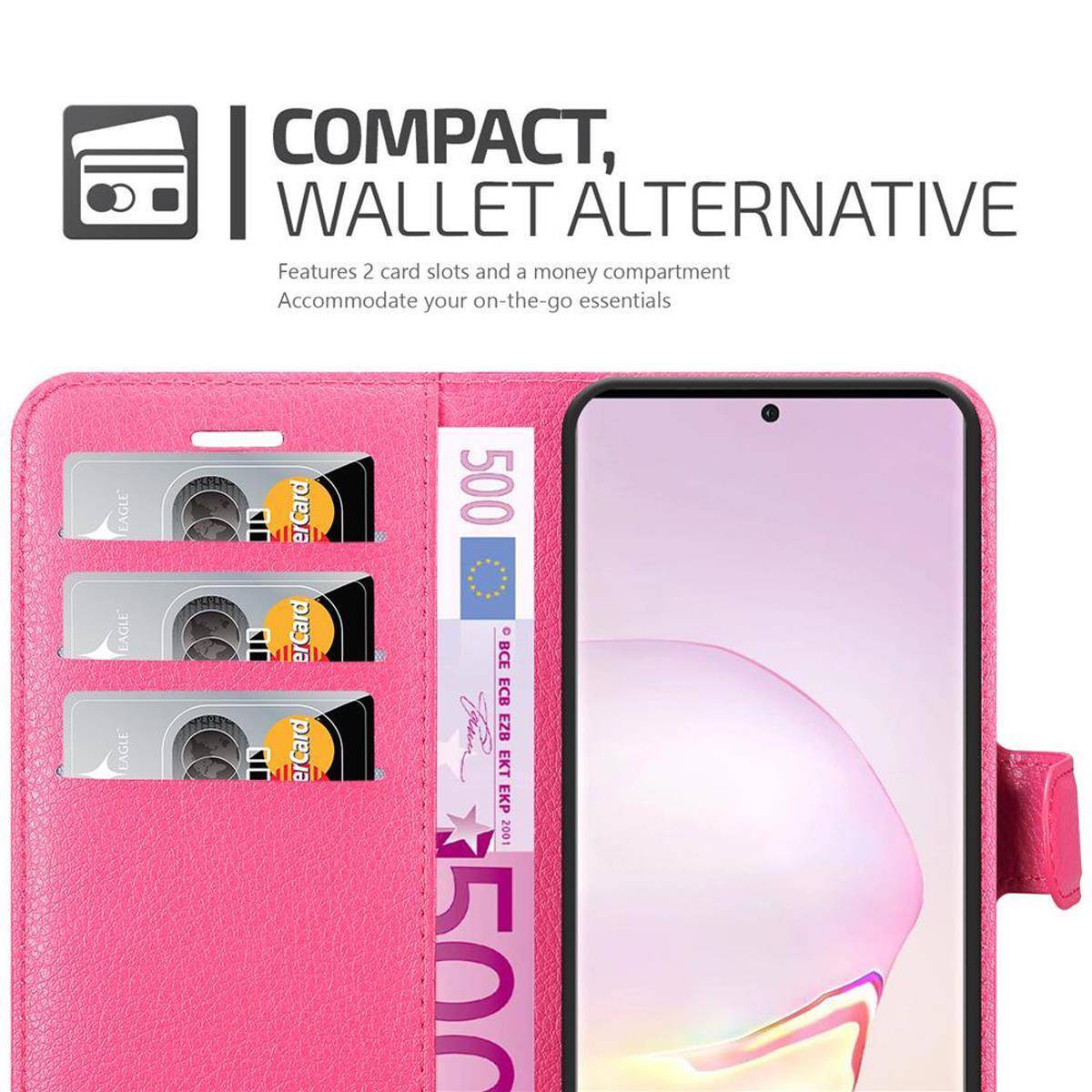 Cadorabo Hülle für Samsung Galaxy NOTE 20 Schutz Hülle in Pink Handyhülle Etui Case Cover Magnetverschluss