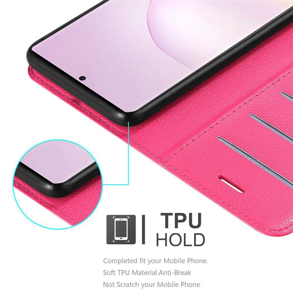 Cadorabo Hülle für Samsung Galaxy NOTE 20 Schutz Hülle in Pink Handyhülle Etui Case Cover Magnetverschluss