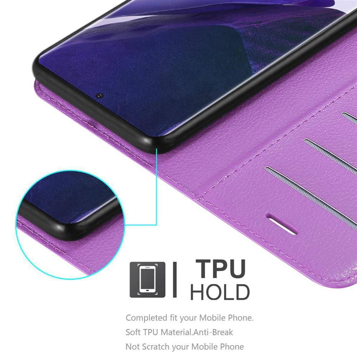 Cadorabo Hülle für Samsung Galaxy NOTE 20 PLUS Schutz Hülle in Lila Handyhülle Etui Case Cover Magnetverschluss