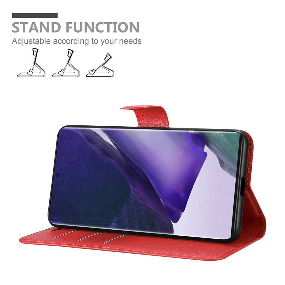 Cadorabo Hülle für Samsung Galaxy NOTE 20 PLUS Schutz Hülle in Rot Handyhülle Etui Case Cover Magnetverschluss