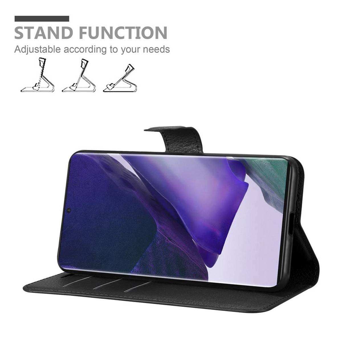 Cadorabo Hülle für Samsung Galaxy NOTE 20 PLUS Schutz Hülle in Schwarz Handyhülle Etui Case Cover Magnetverschluss