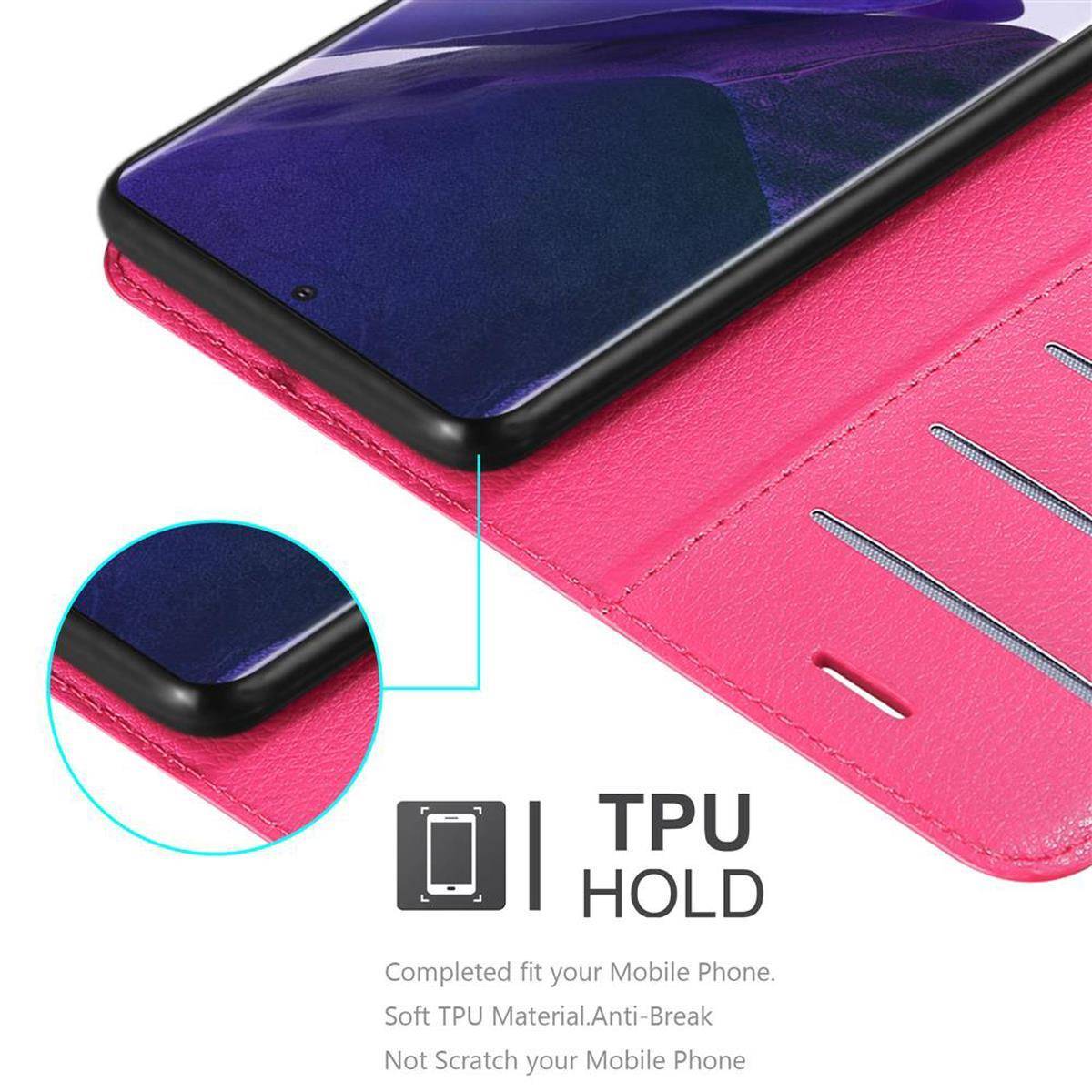 Cadorabo Hülle für Samsung Galaxy NOTE 20 PLUS Schutz Hülle in Pink Handyhülle Etui Case Cover Magnetverschluss
