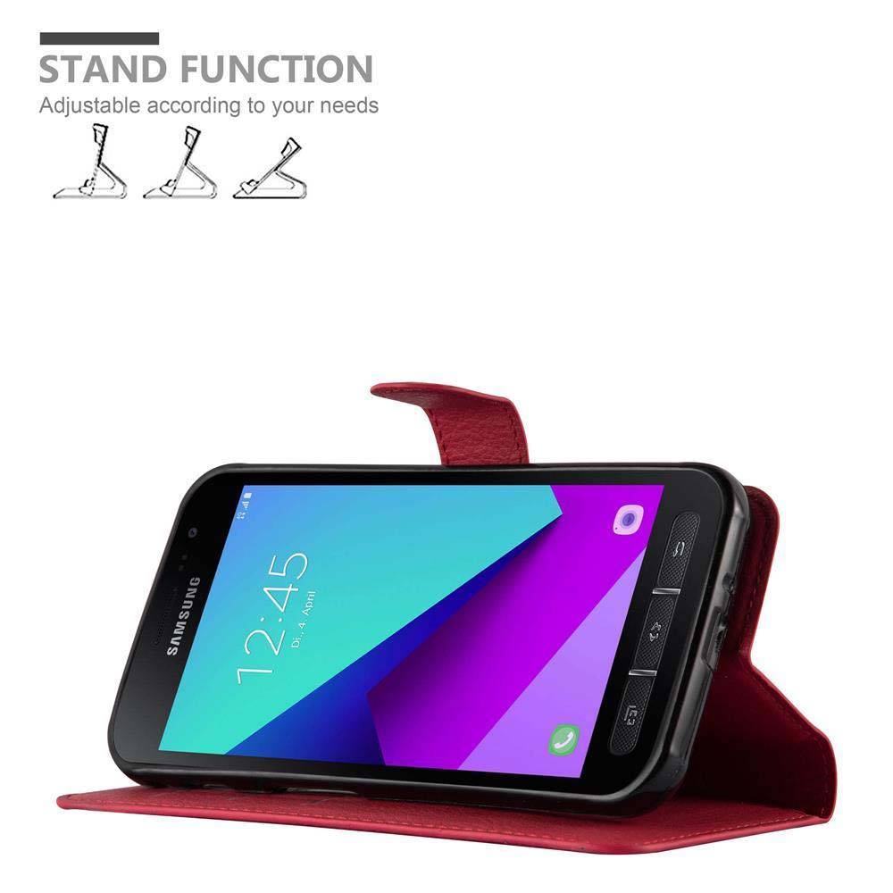 Cadorabo Hülle für Samsung Galaxy XCover 4 / XCover 4s Schutz Hülle in Rot Handyhülle Etui Case Cover Magnetverschluss
