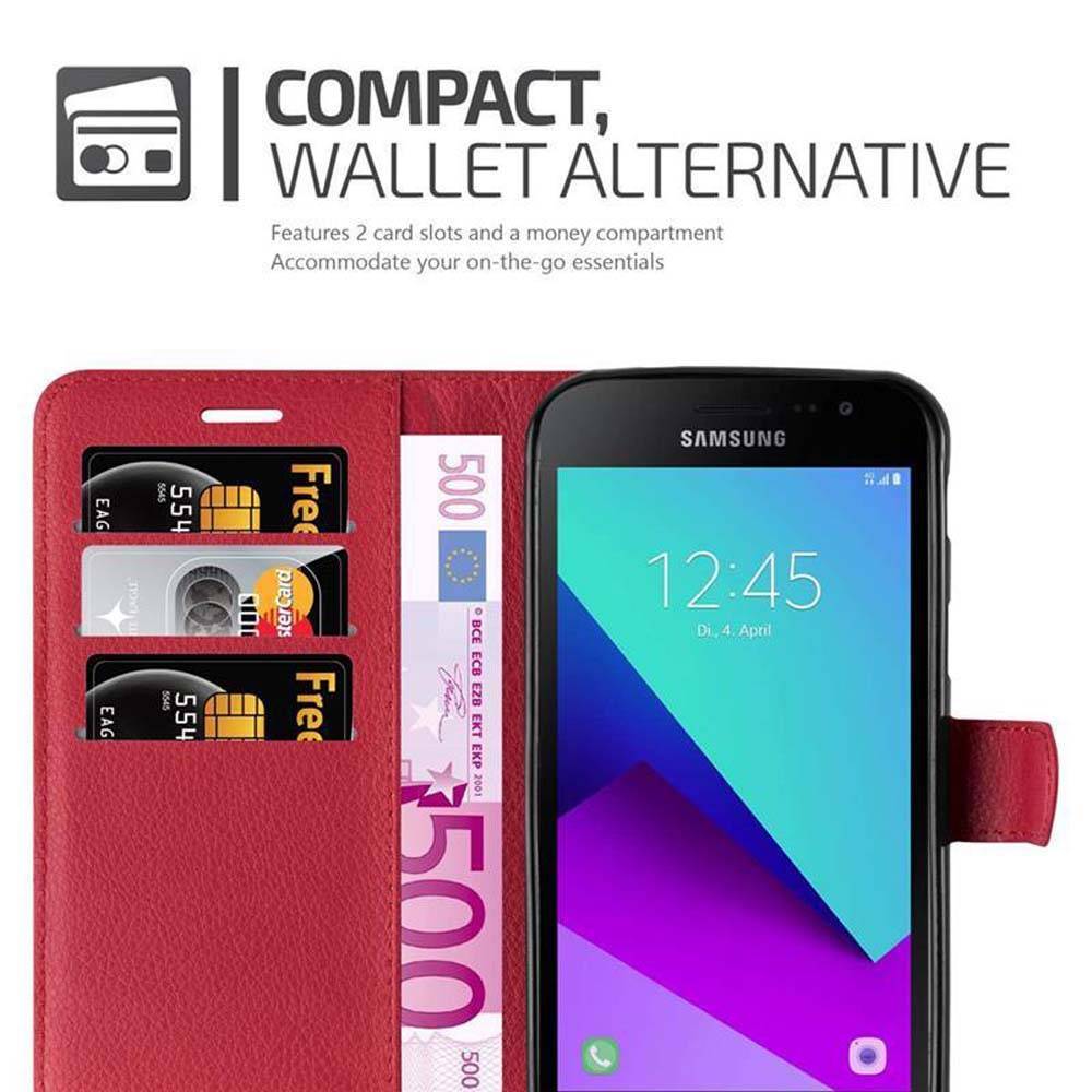 Cadorabo Hülle für Samsung Galaxy XCover 4 / XCover 4s Schutz Hülle in Rot Handyhülle Etui Case Cover Magnetverschluss