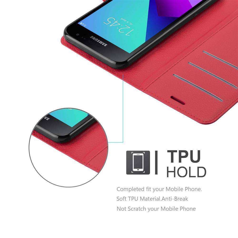 Cadorabo Hülle für Samsung Galaxy XCover 4 / XCover 4s Schutz Hülle in Rot Handyhülle Etui Case Cover Magnetverschluss